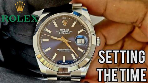 how to set the time on a rolex oyster perpetual|how to adjust rolex time.